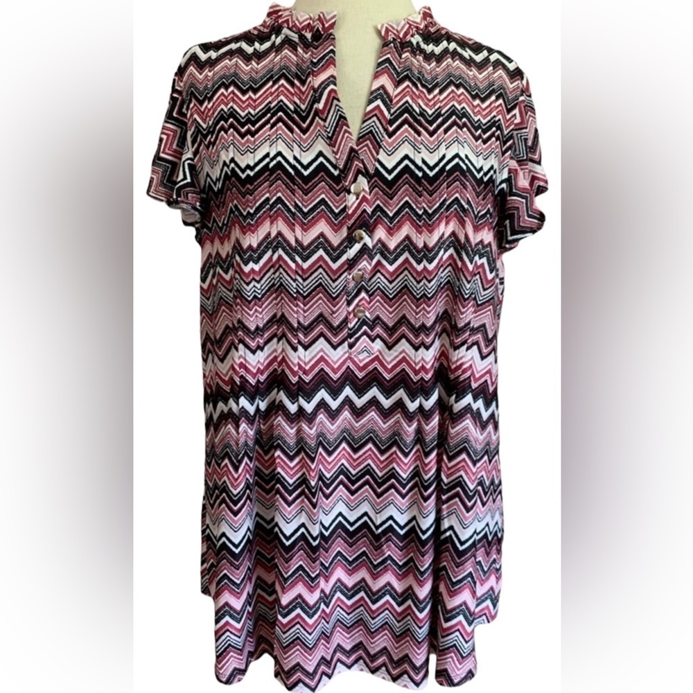 COCOMO 1X Pink Purple Plus Size women's Pintuck Blouse top shirt